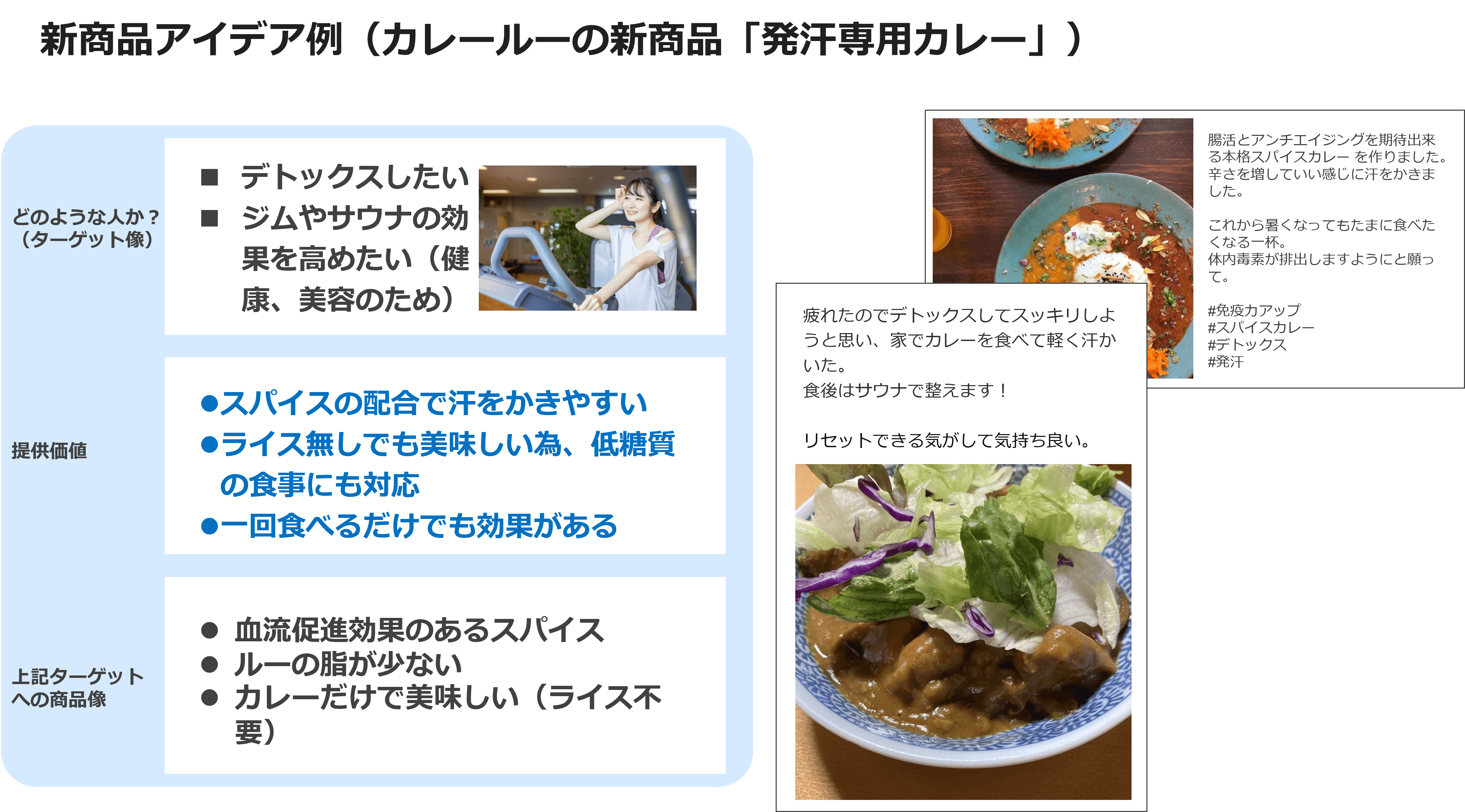 新商品アイデア例（カレールーの新商品「発刊専用カレー」）
