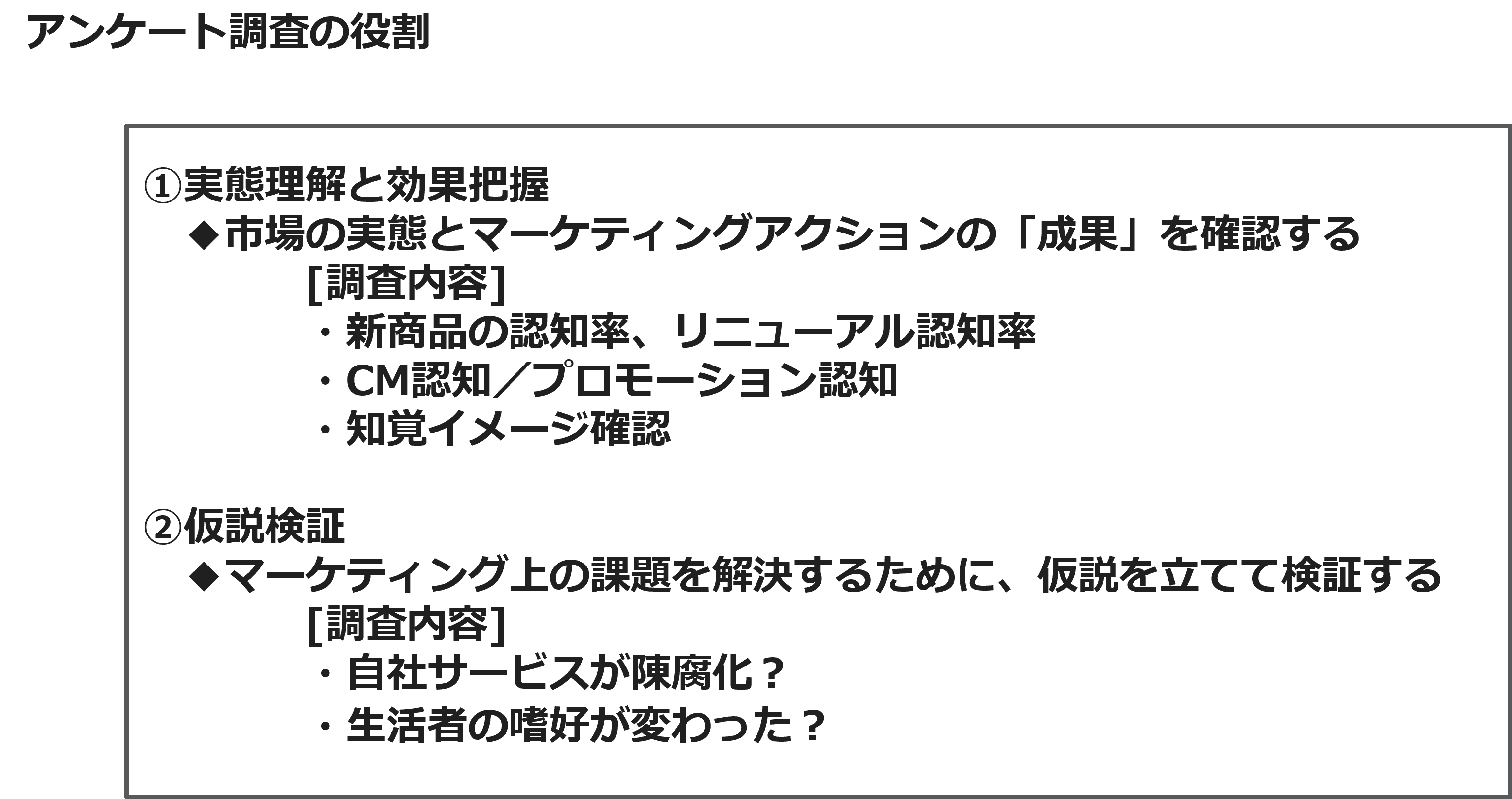 アンケート調査の役割