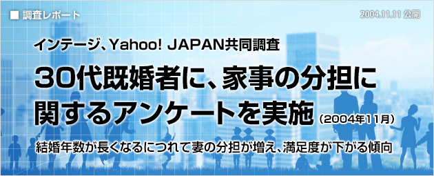 インテージ、Yahoo! JAPAN共同調査：30代既婚者に、家事の分担に関するアンケートを実施（2004年11月）