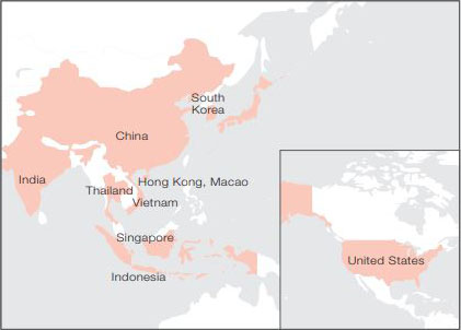 Map of Asian region research project