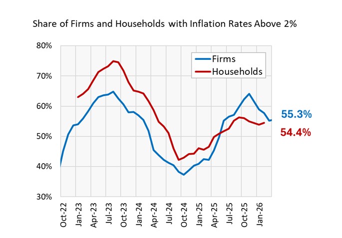 【レポート抜粋】　インフレ率が2％を上回る家計と企業の割合図表